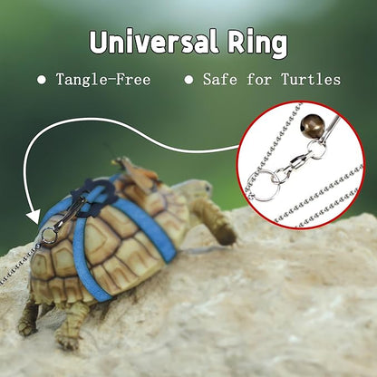 Pet Tortoise Turtle Leather Harness Small Pet Turtle Leash and Harness Pet Tortoise Leash Suitable for Tortoise Supplies Adjustable Control Leash (S,Blue)