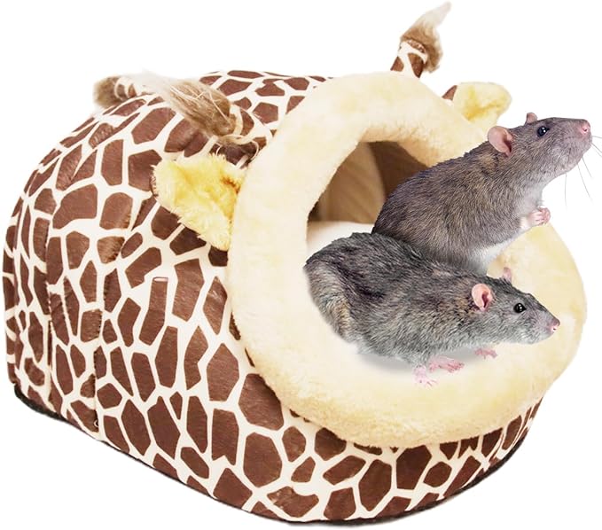 Guinea Pig Bed House & Hideout for Rat Bearded Dragon Hedgehog Ferret to Sleep and Hide, Guinea Pig Cage Accessories Habitat Décor (X-Large, 2.Giraffes)