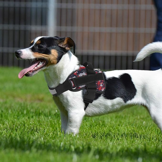 Bolux Dog Harness, No-Pull Reflective Dog Vest, Breathable Adjustable Pet Harness with Handle for Outdoor Walking - No More Pulling, Tugging or Choking (Red Camo, XXL)