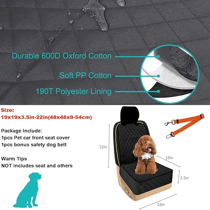 Front Pet Seat Cover Protector for Dogs Cats