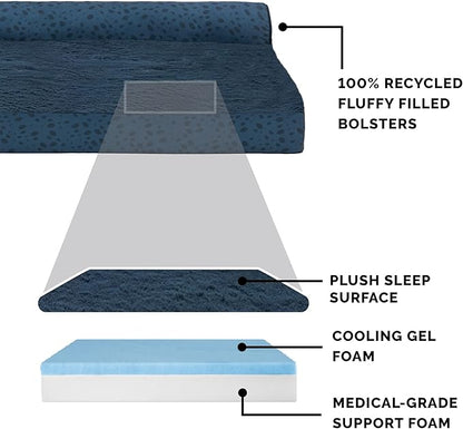 Furhaven Cooling Gel Dog Bed for Large Dogs w/ Removable Bolsters & Washable Cover 125 lbs