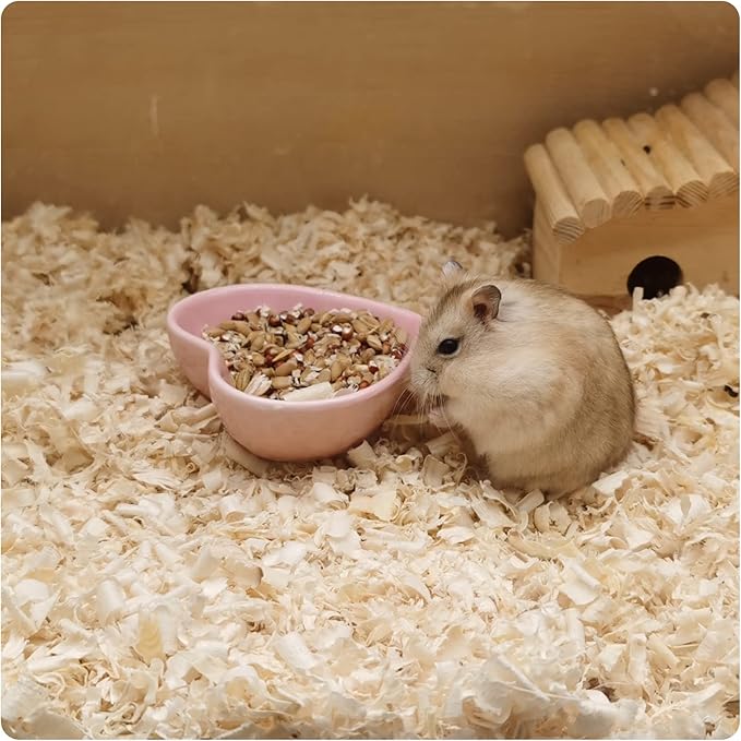 Ceramic Hamster Food Bowl, 1.2oz Durable Heart Hamster Water Dish for Hamsters/Birds/Snakes/Turtle, Easy to Wash and Prevent Tipping (Pink, 1pcs)