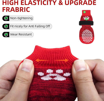PUPTECK Anti Slip Dog Socks 2 Pairs with Double Grippers for Hardwood Floors