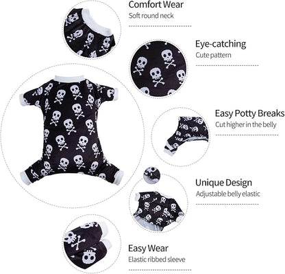 CuteBone Halloween Dog Pajamas Skeleton Clothes Soft Puppy Pjs for Small Dogs P254M