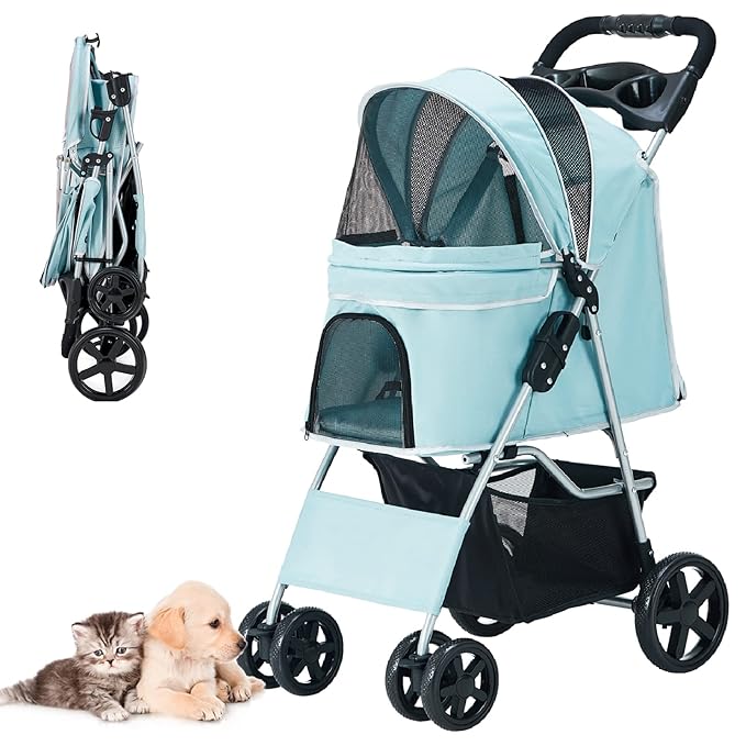 Pet Stroller for Medium Small Dogs and Cats 4 Wheels,