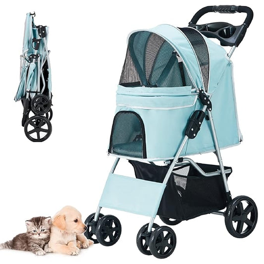 Pet Stroller for Medium Small Dogs and Cats 4 Wheels,