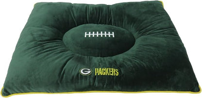 NFL PET BED - Green Bay Packers 'Soft & Cozy' Plush Pillow Bed. - FOOTBALL DOG BED. Cuddle, Warm Sports Mattress BED for CATS & DOGS