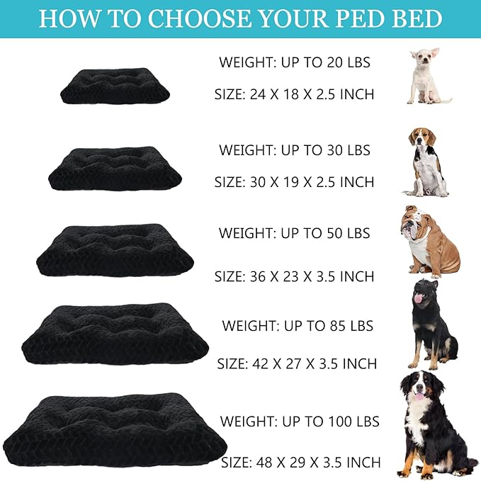 42 Inch Dog Crate Bed Washable for Large Crates Extra Soft Dog Beds,Supper Comfy Anti Anxiety Sleeping Pillow fit Kennel or Cage,Anti-Slip Bottom Deluxe Puppy Pad 42x28,Black