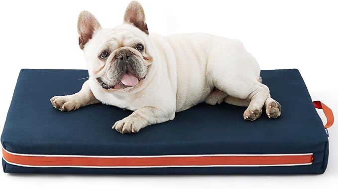 Bedsure Chewproof Durable Outdoor Waterproof Dog Bed with Heavy Duty Cover (30"x20", Navy
