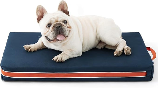 Bedsure Chewproof Durable Outdoor Waterproof Dog Bed with Heavy Duty Cover (30"x20", Navy