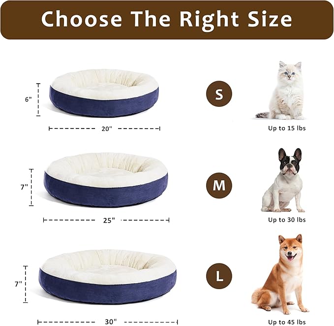 Love's cabin Round Donut Cat and Dog Cushion Bed 30in Pet