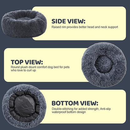 Calming Dog Bed for Medium Large Dogs 31", Dark