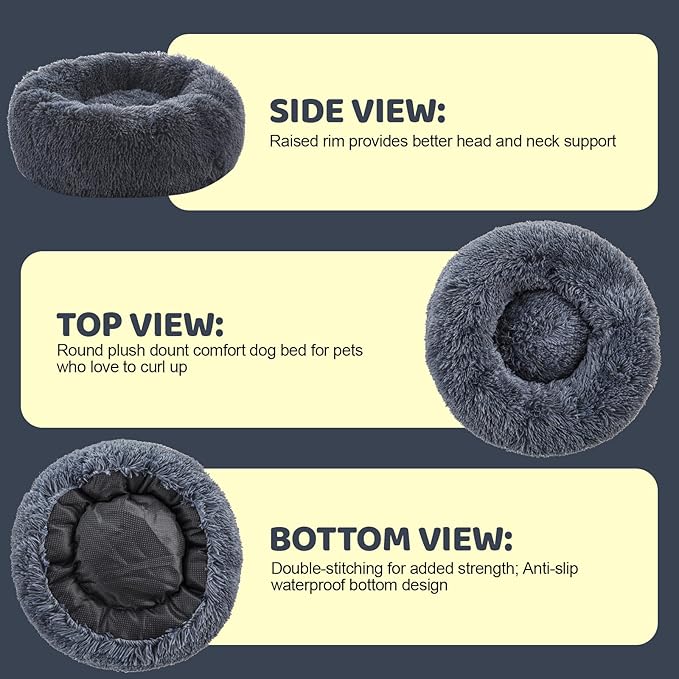 Calming Dog Bed for Medium Large Dogs 39", Dark