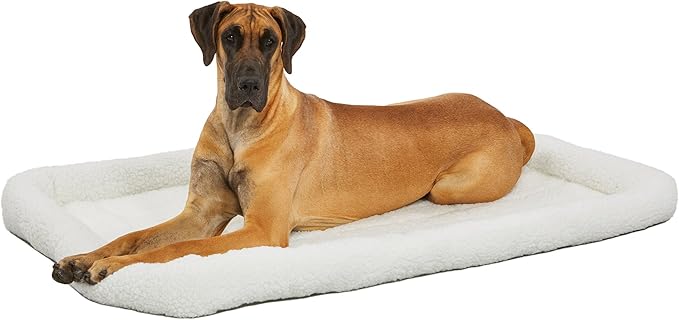 MidWest Homes for Pets Bolster Pet Bed for Dogs & Cats 54L-Inch White Fleece Dog Bed or Cat Bed w/ Comfortable Bolster 54-Inch Dog