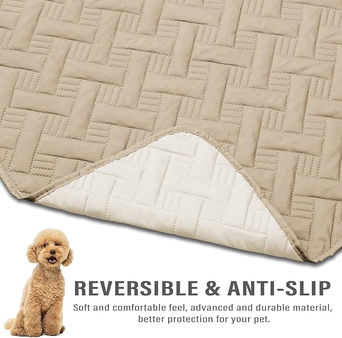 Dog Bed Cover for Pets - Blankets Rug Pads for Couch Protection Waterproof Bed Covers Dog Blanket Furniture Protector Reusable Changing Pad (Ivory+Beige, 20"x30")