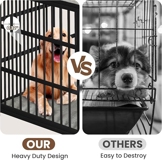 Rovibek Dog Crates for Large Dogs 38.4", Heavy 2 Doors 4 Wheels,