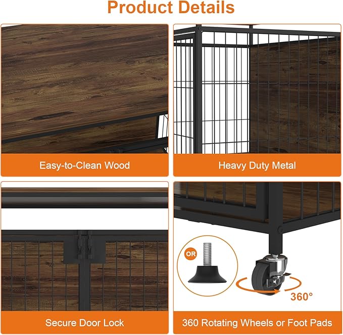 Dog Crate Furniture for Large Dogs Pads,39.4" L 28.3" W 31.7" H