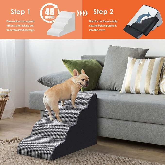 Dog Stairs for Bed 4-Step Dog 4)