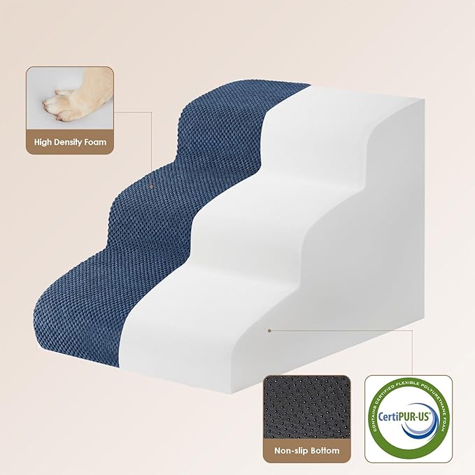 EHEYCIGA Curved Dog Stairs for Small Dogs 15.7" H 3-Step Dog