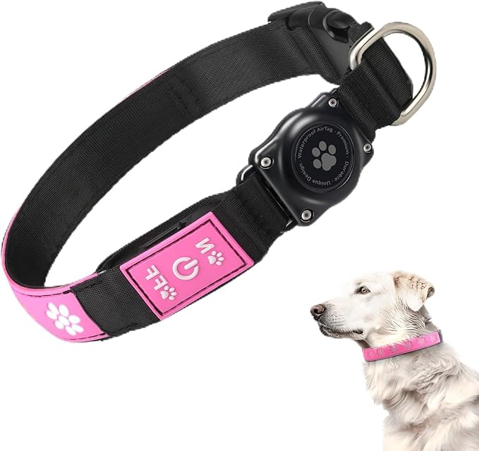 LED AirTag Dog Collar IP67 Waterproof 1,600 Feet