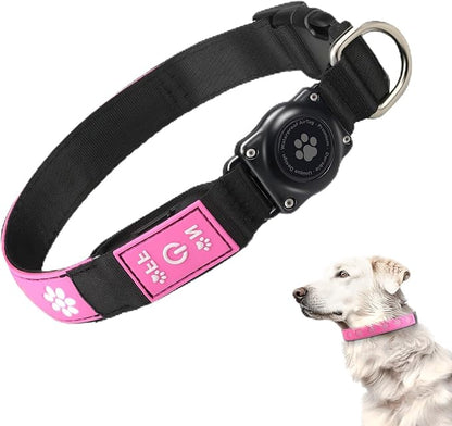 LED AirTag Dog Collar IP67 Waterproof 1,600 Feet