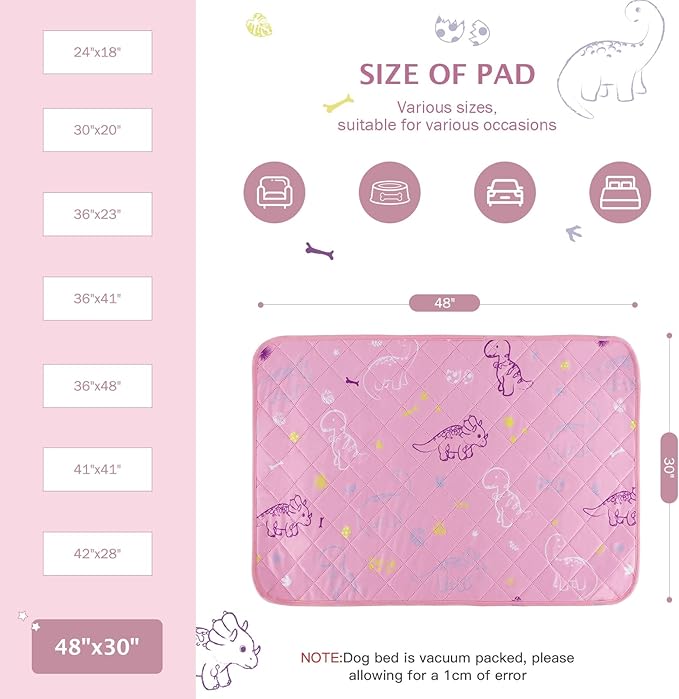 IEUUMLER Washable Pee Pads for Dogs 2 Pack EU007 (Pink 48"X30"-2pcs)