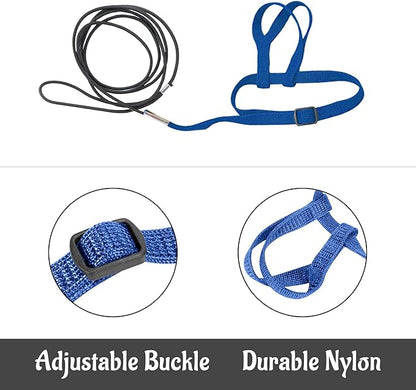 2 pcs Pet Parrot Bird Harness and Leash, Adjustable Training Design Anti-Bite, Outdoor Flying Training Rope Kit for Bird Parrots Fits Birds Chest Between24-51cm /9.45-20inch - M (Blue)