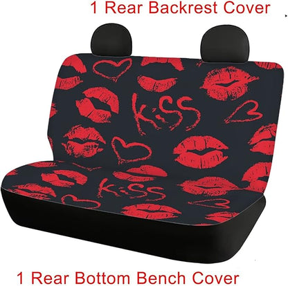 CLOHOMIN Red Kiss Lips Print Car Seat Covers