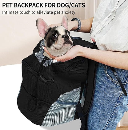 Dog Backpack Carrier, Front Chest Carrier for Dogs, Pet Carrying Bag for Travel Hiking Cycling Outdoor Black L