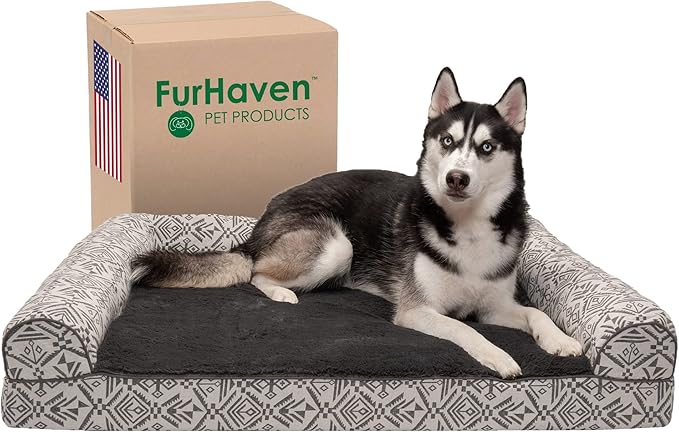 Furhaven Orthopedic Dog Bed for Large Dogs w/ Removable Bolsters & Washable Cover 95 lbs
