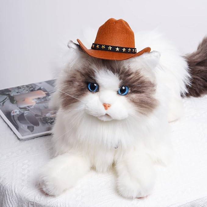 choyaxo Pet Cowboy Costume Cosplay Cap Halloween Costumes for Dogs Cat Pet Party Decoration Mini Cowboy Hat (Brown