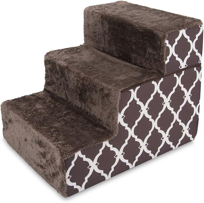 Best Pet Supplies Foldable Foam Pet Steps for Small Dogs and Cats 3-Step (H: 16.5")