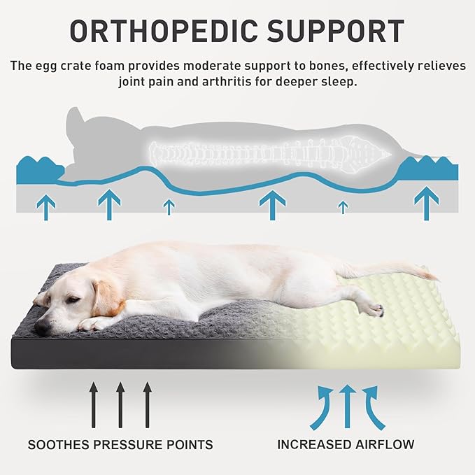 Dog Crate Bed Waterproof Dog Beds for Medium Dogs Rose Velvet Soft Fluffy Washable Dog Bed with Removable Cover & Anti-Slip Bottom 41 x 27 Inch,