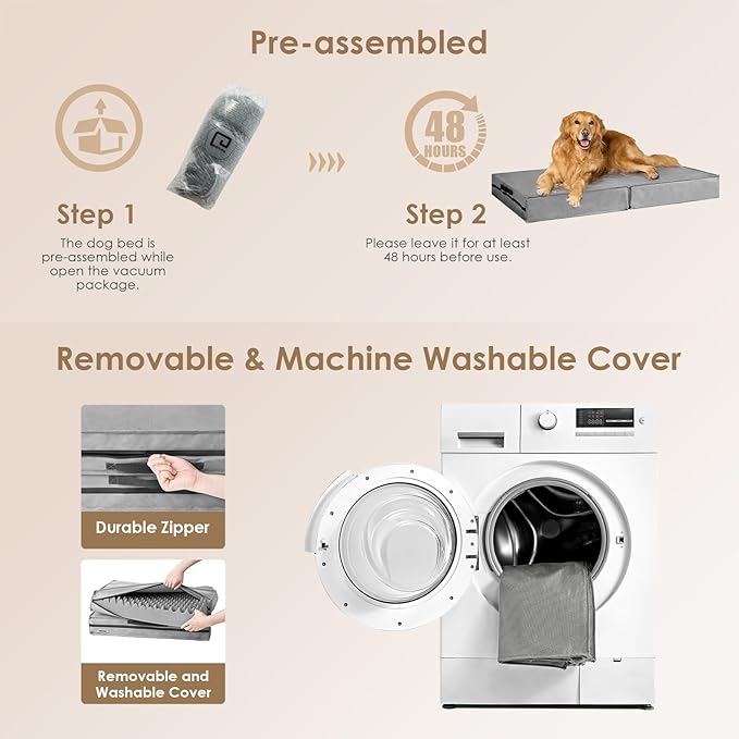 EHEYCIGA Foldable Waterproof Dog Beds for Medium Dogs 30 x 20 x 3 inches