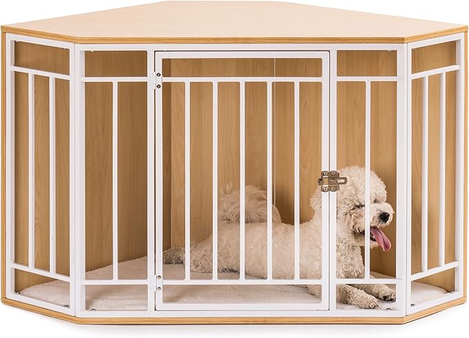 MEWOO Corner Dog Crate Furniture with Cushion