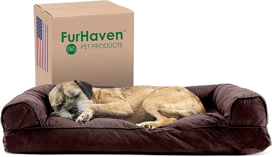 Furhaven Pillow Dog Bed for Medium/Small Dogs w/ Removable Bolsters & Washable Cover 30.0"L x 20.0"W x 6.3"Th