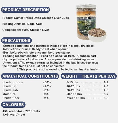 Freeze-Dried Chicken Liver Training Raw Single Ingredient Cat Treats, Solve Pet's Picky Eating Problem(Chicken Liver)