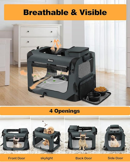 Large Cat Carrier 24"x16"x16" 2 Bowls,