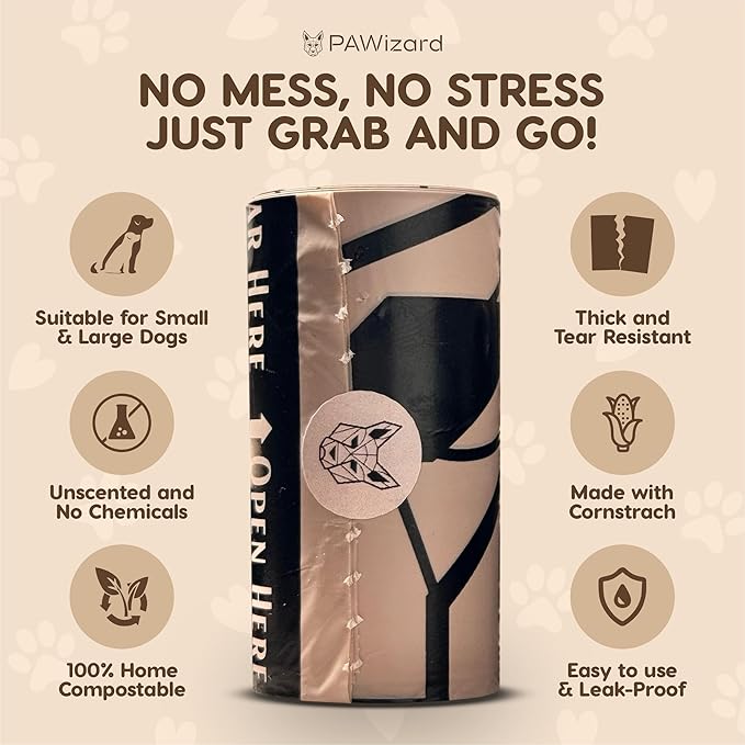 100% Home Compostable 300 Count, 2-in-1, Thick,