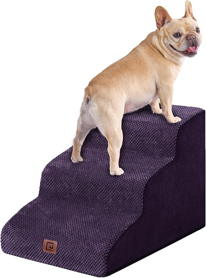 EHEYCIGA Curved Dog Stairs for Small Dogs 15.7" H 3-Step Dog