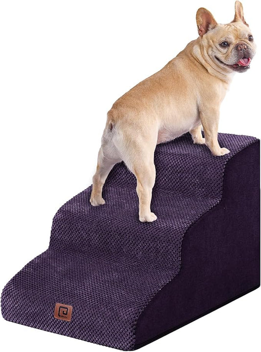 EHEYCIGA Curved Dog Stairs for Small Dogs 15.7" H 3-Step Dog