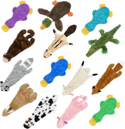 Best Pet Supplies Crinkle Duck Mystery Box Dog Squeaky Toy 4 Pack, Medium (Various Styles, Colors)