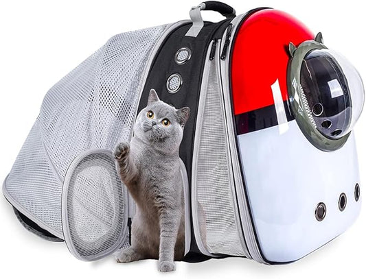 Dual Expandable Cat Backpack Front & Back Extension Pet Backpack Carrier, Fit up to 20 lbs, Bubble Capsule Dog Backpack Travel, Hiking & Outdoor Backpack…