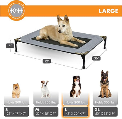 K&H Pet Products Dog Cots Beds for Large Dog- Elevated Outdoor Dog Cot Bed- Raised Dog Hammock Cooling Bed- Washable