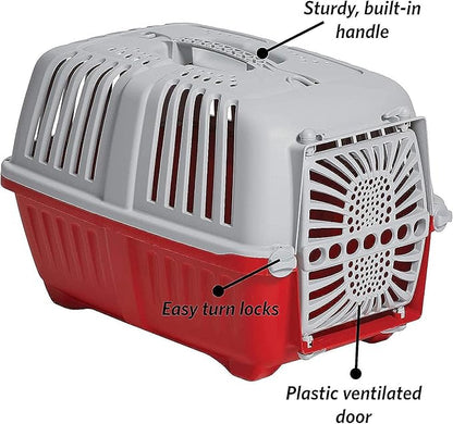 MidWest Homes for Pets Spree Travel Pet Carrier, Red | Hard-Sided Pet Kennel Ideal for Toy Dog Breeds, Small Cats & Small Animals | Dog Carrier Measures 19.1L x 12.5 W x 13H - Inches