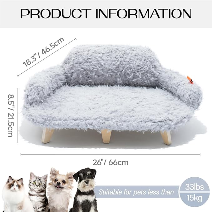 MEWOOFUN Removable Washable Cover Cat Bed 26"x18.3"x8.5" Elevated