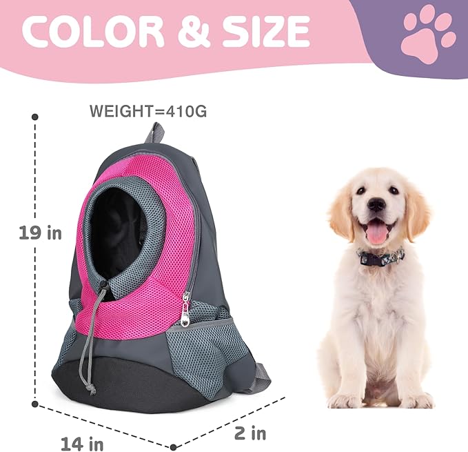 SOFTIER Pet Dog Carrier Backpack Puppy Dog Travel Carrier Front Pack Breathable Head-Out Backpack Carrier for Small Dogs Cats Rabbits(Pink)