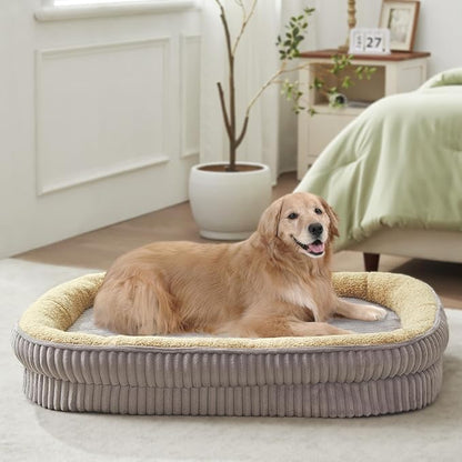 Orthopedic Dog Bed for XL Large Dogs 4-Sided Bolster 35 x 28 Inch,