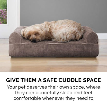 Furhaven Memory Foam Dog Bed for Large/Medium Dogs w/ Removable Bolsters & Washable Cover 55 lbs