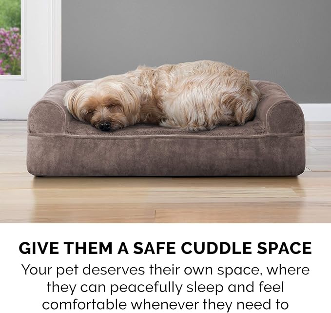 Furhaven Memory Foam Dog Bed for Large Dogs w/ Removable Bolsters & Washable Cover 95 lbs